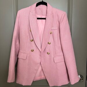 Pink Tweed Blazer with Gold Hardware